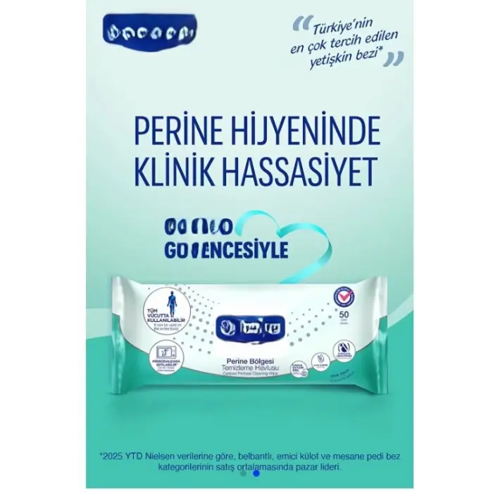 Perine Bölgesi Vücut Temizleme Havlusu 50li