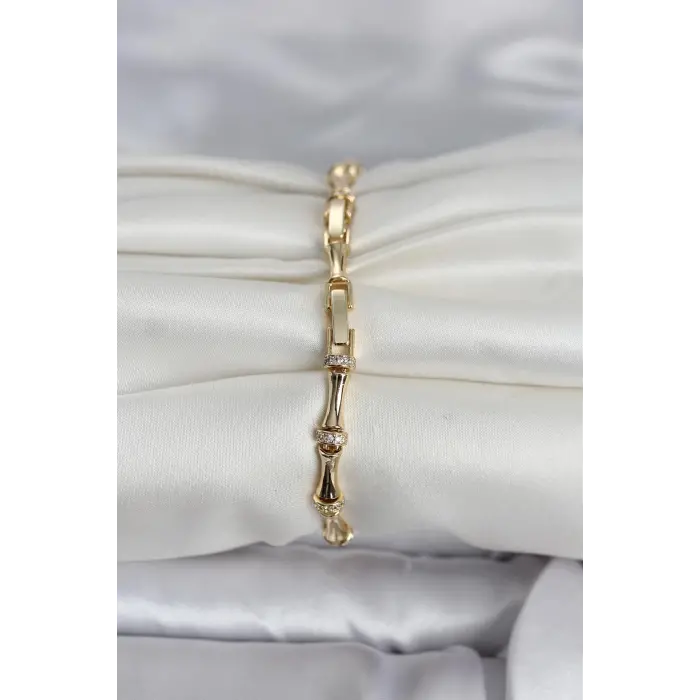 Pirinç Gold Renk Kemik Model Kadın Bileklik 5886
