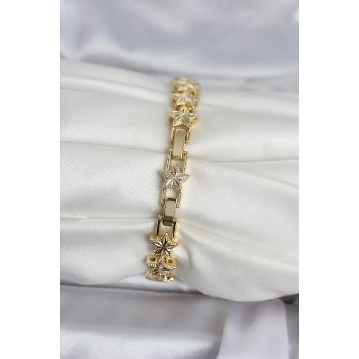 Pirinç Gold Renk Yıldız Model Kadın Bileklik 5886