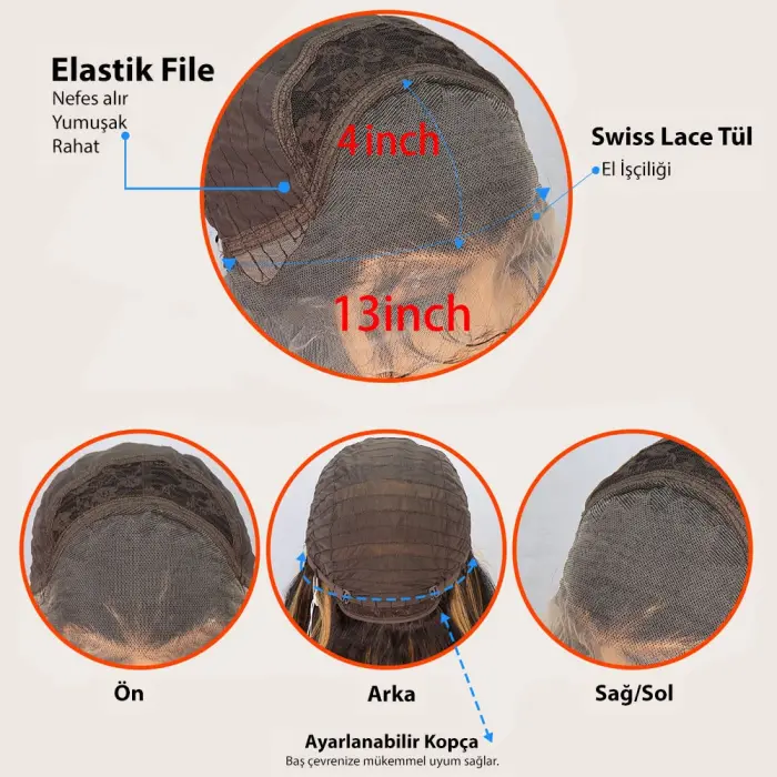 Platin Fiber Sen Front Lace Tül Peruk