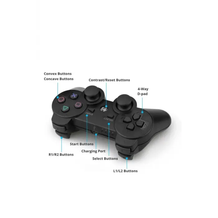 Playstation 3 uyumlu siyah bluetooth joystick, kablosuz bağlantı, 2 yıl garantili