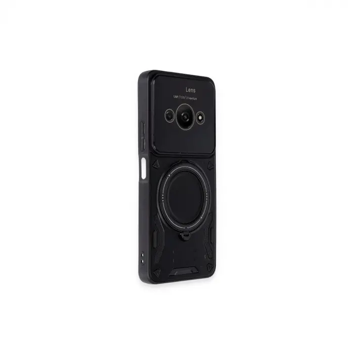 Po C61 Kılıf Joy Lens Standlı Kapak - Siyah