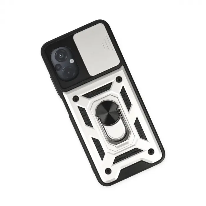 Po M5 Kılıf Pars Lens Yüzüklü  - Gümüş