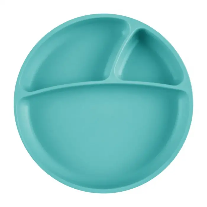 Porsiyon Vakum Tabanlı Silikon Tabak Aqua Green