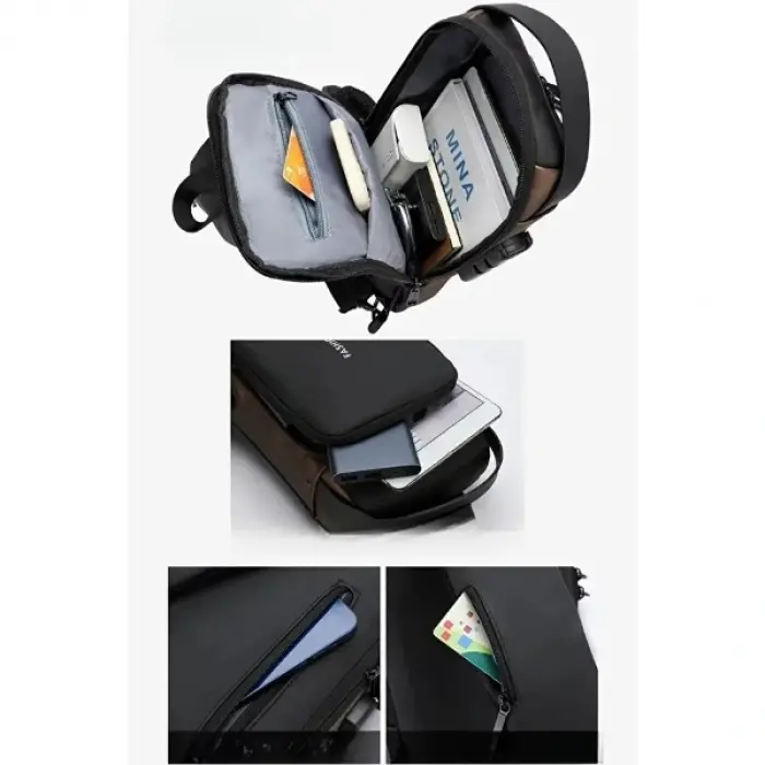Powerbank Destekli Erkek Ön Göğüs Çantası