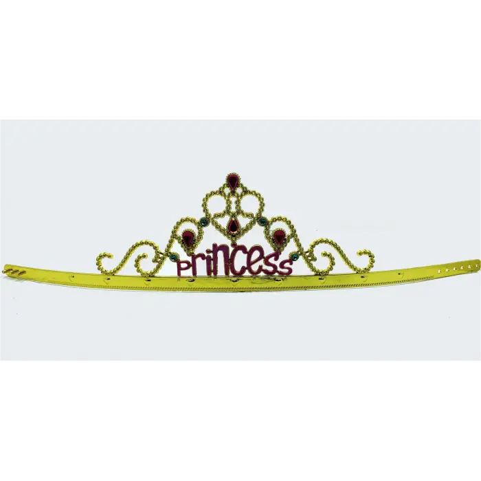 Prenses Yazılı Altın Renk Ayarlanabilir Parti Tacı 60 Cm Bx40