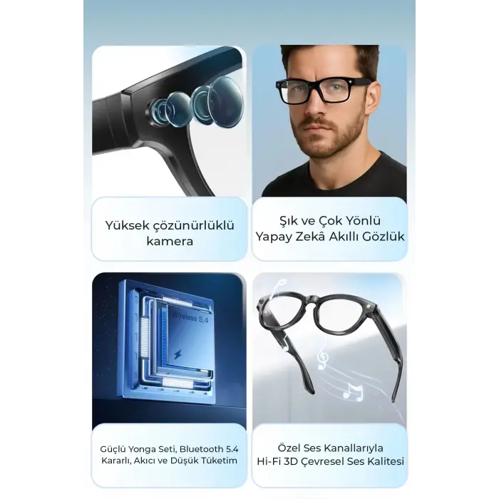 Pro Max Akıllı Gözlük Kameralı Yapay zeka,Müzik dinleme,telefon ile konuşma bluetooth