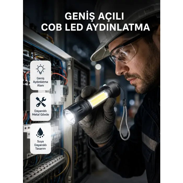 Profesyonel 4 Modlu Şarjlı El Feneri | 1300 mAh Batarya | Cree LED Teknolojisi