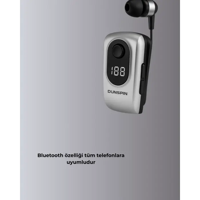 Profesyonel Bluetooth Kulaklık – Klipsli, Titreşimli, Dijital Göstergeli