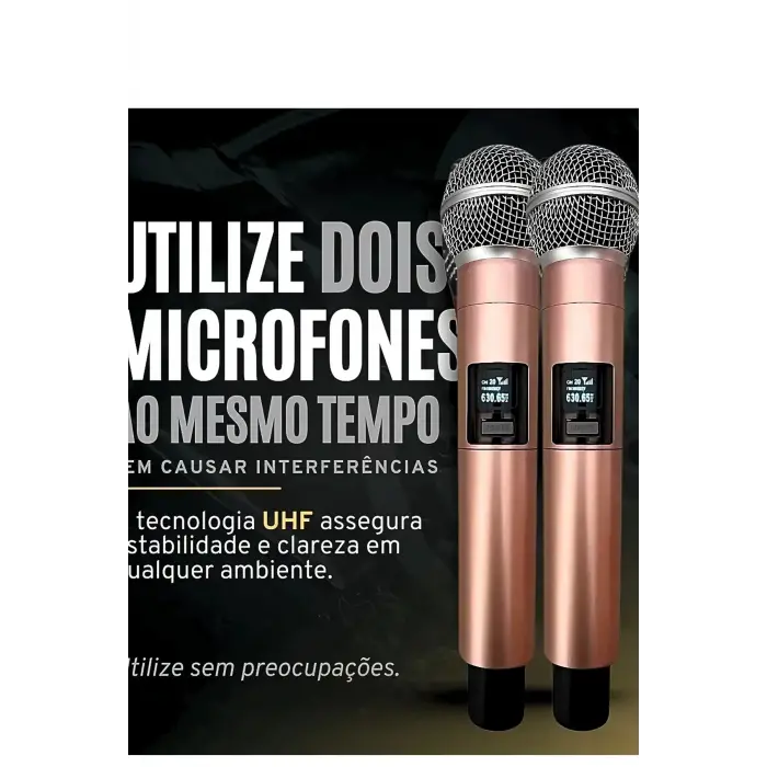 Profesyonel Çiftli Kablosuz Mikrofon Seti Karaoke Şarj Edilebilir 50 Metre Mesafe Rose