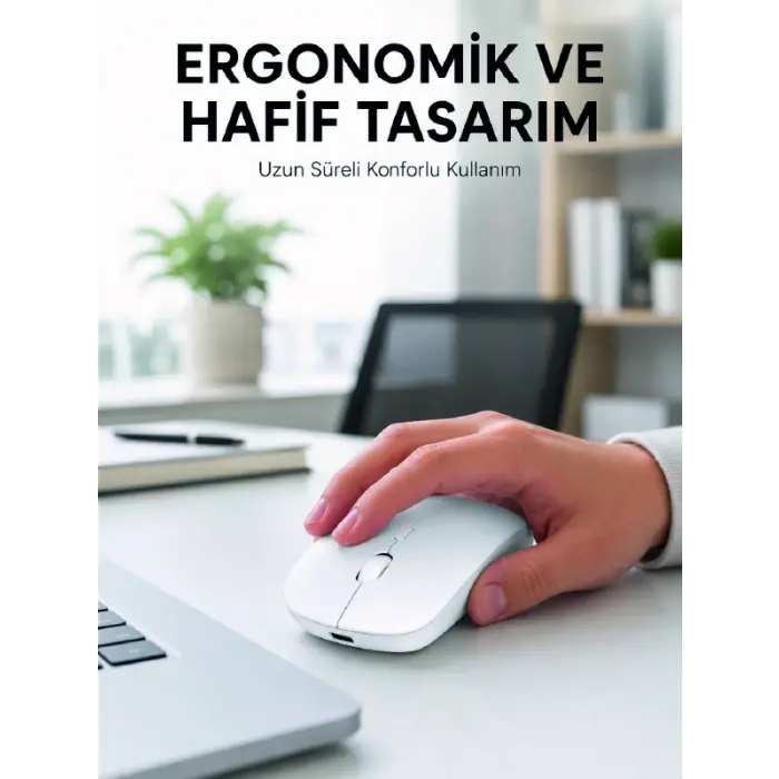Profesyonel Kablosuz Bluetooth Mouse Çift Modlu Şarjlı Ergonomik Fare