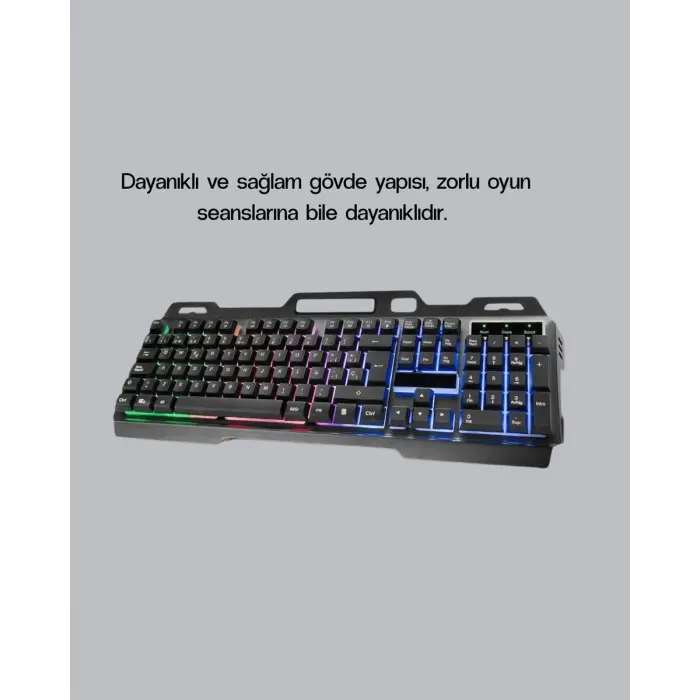 Profesyonel Oyuncu Klavye Mouse Seti – RGB Işıklı Türkçe Q DPI Ayarlı Dayanıklı Gövde