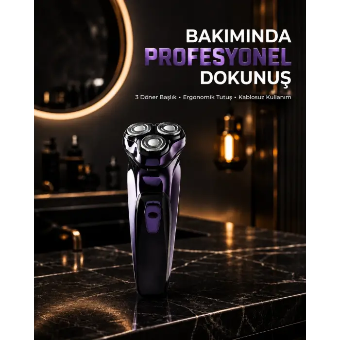 Profesyonel Şarjlı Tıraş Makinesi Ayarlanabilir Başlıklı Kablosuz
