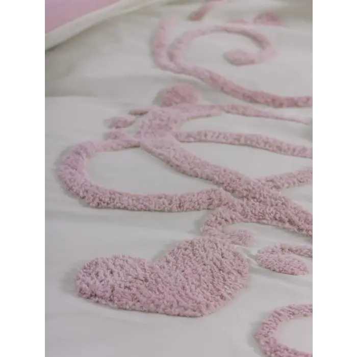 Puff Nakışlı Ranforce Çift Kişilik Anneler Günü Nev Takımı Bellini Pembe