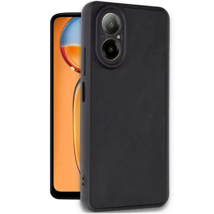 Realme 12 Lite Kılıf Aras Deri Kapak - Siyah