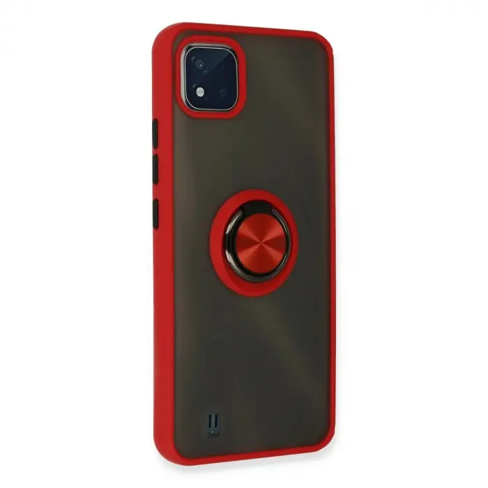 Realme C11 2021 Kılıf Montreal Yüzüklü  Kapak - Kırmızı