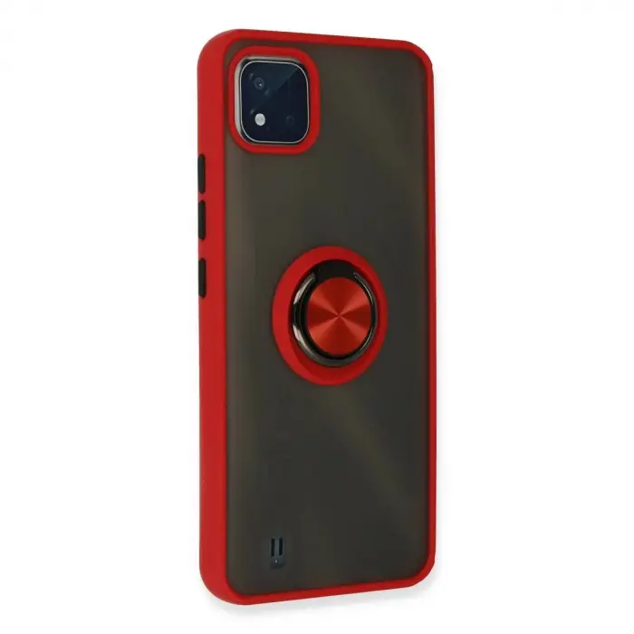 Realme C11 2021 Kılıf Montreal Yüzüklü  Kapak - Kırmızı