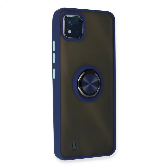 Realme C11 2021 Kılıf Montreal Yüzüklü  Kapak - Lacivert