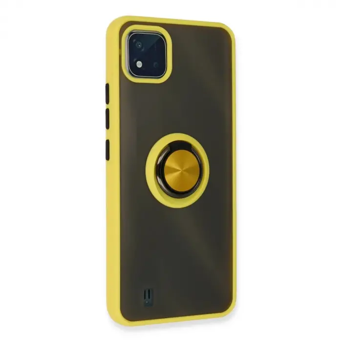 Realme C11 2021 Kılıf Montreal Yüzüklü  Kapak - Sarı