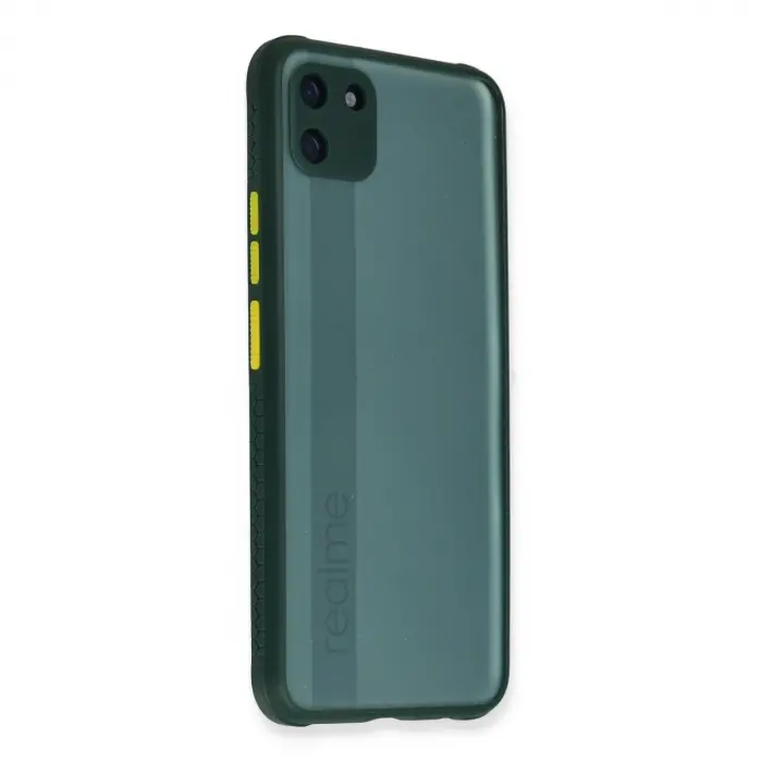 Realme C11 Kılıf Miami Şeffaf Silikon - Koyu Yeşil