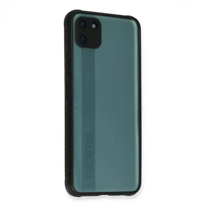 Realme C11 Kılıf Miami Şeffaf Silikon - Siyah
