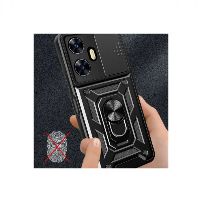 Realme C55 Kılıf Pars Lens Yüzüklü  - Yeşil