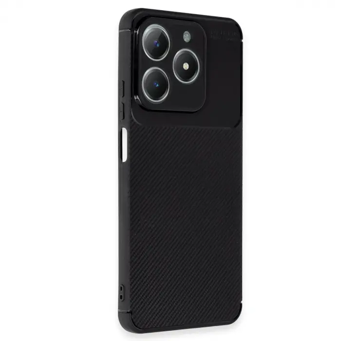 Realme C61 Kılıf Auto Focus Karbon Kapak - Siyah