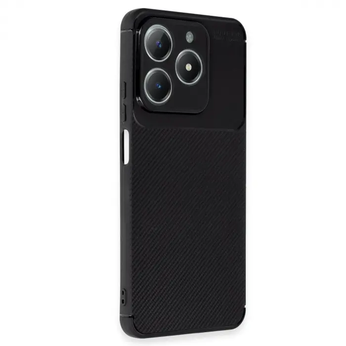 Realme C61 Kılıf Auto Fus Karbon Kapak - Siyah