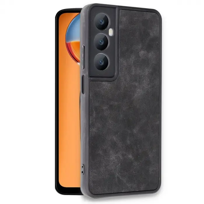 Realme C65 Kılıf Aras Deri Kapak - Siyah