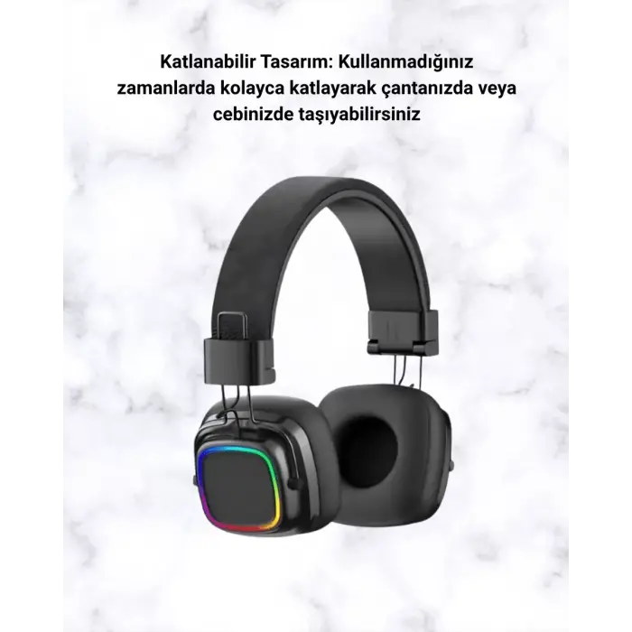 Renkli Işık Efektli Bluetooth 5.3 Müzik Kulaklığı Yeni Nesil