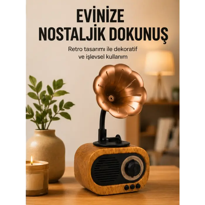 Retro Tasarımlı Mini Bluetooth Hoparlör ve FM Radyo Çoklu Medya Yeni Nesil