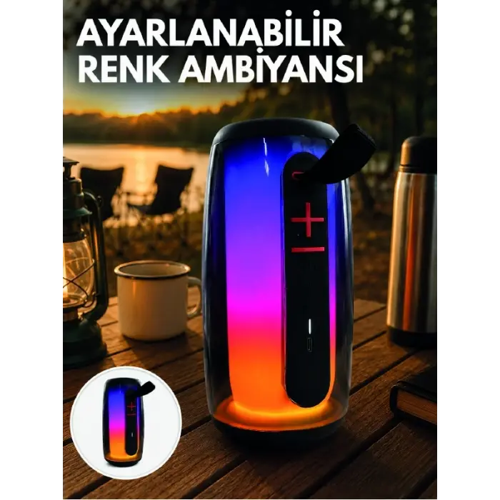 RGB Aydınlatmalı Kablosuz Bluetooth Hoparlör USB Bellek TF Kart Destekli