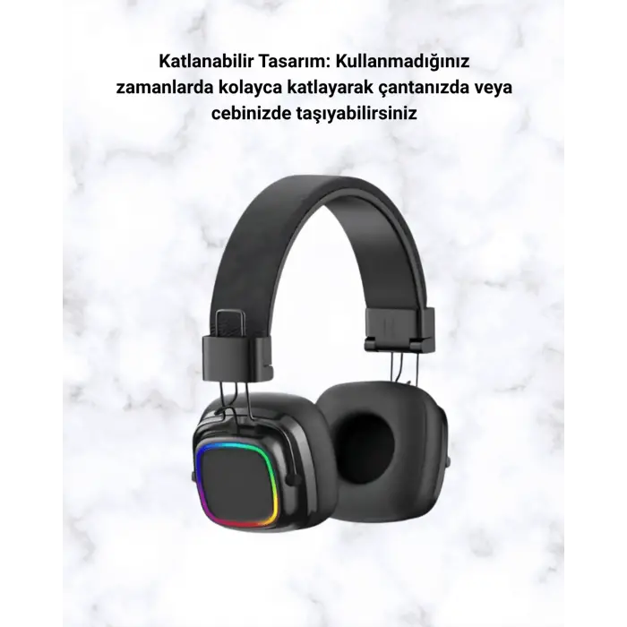 RGB Işıklı Katlanabilir Bluetooth 5.3 Kulak Üstü Kulaklık