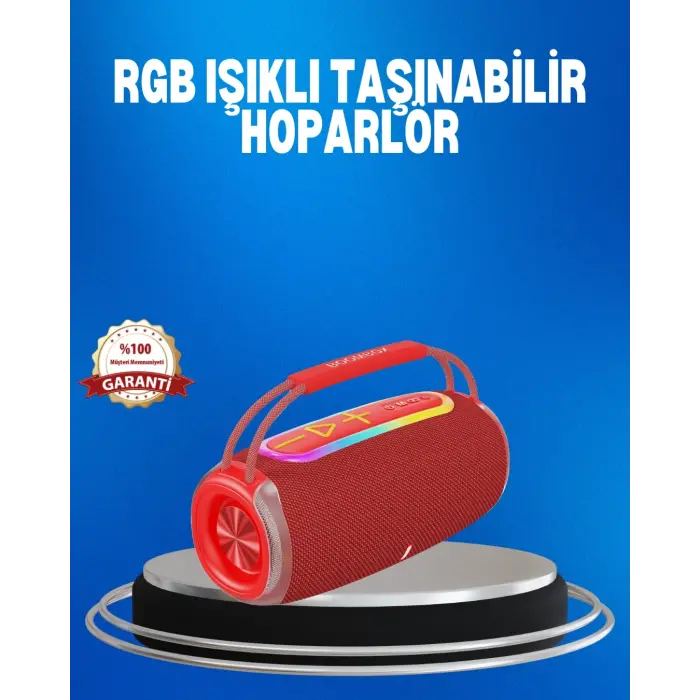 RGB LED Işıklı 20W Taşınabilir Hoparlör Bluetooth 5.3 + Type-C Şarj