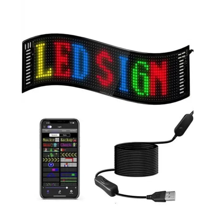 RGB LED Matrix Panel Esnek Yapı Uygulama Kontrollü Kayan Yazı Ekranı