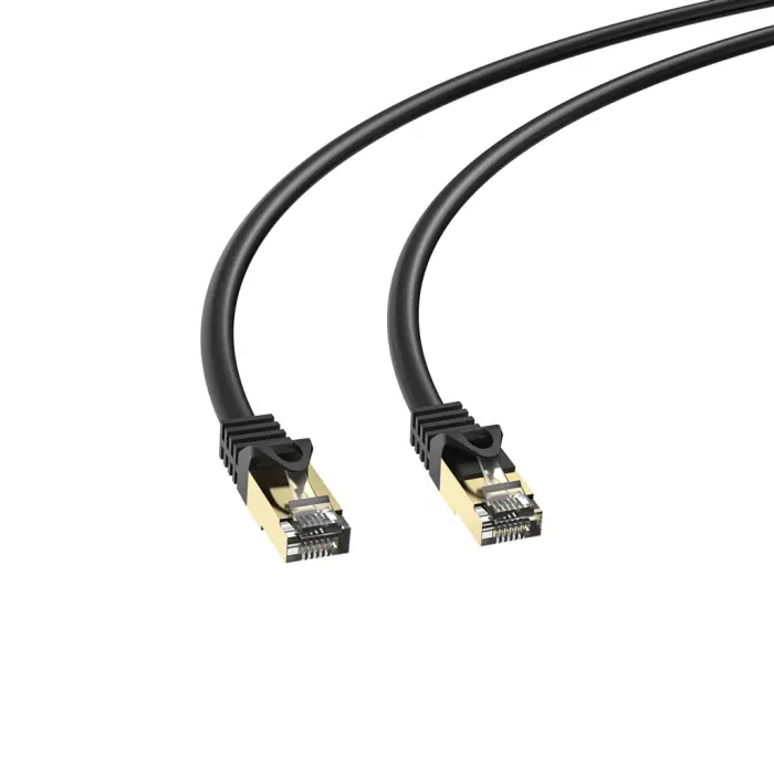 S-LINK MM-CAT702 CAT7 Patch 2Mt Gold Uçlu   FTP CCA Ağ Bağlantı Kablosu (Siyah)(1923)