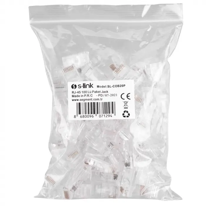 S-LINK SL-COB20P CAT6 EZRJ-45 YENİ NESİL UTP KONNEKTÖR 100 LÜ KUTU