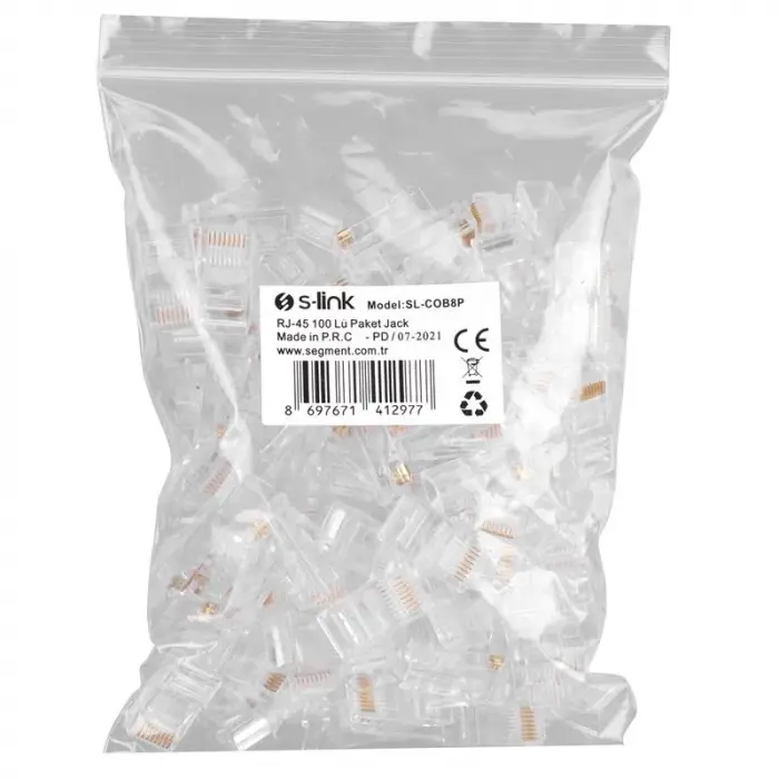 S-LINK SL-COB8P RJ-45 KONNEKTÖR 100 LÜ PAKET