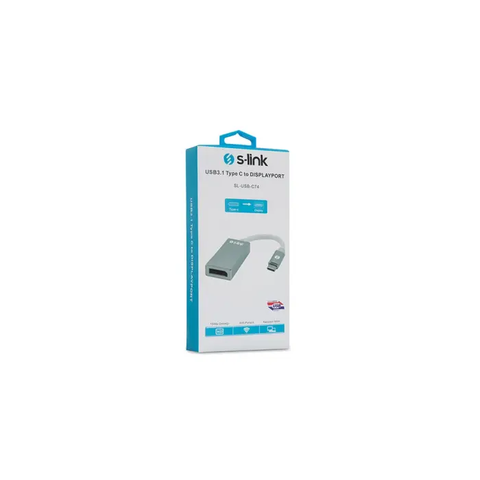 S-LINK SL-USB-C74 Type-C to DISPLAY PORT (DP) Metal Çevirici(1923)