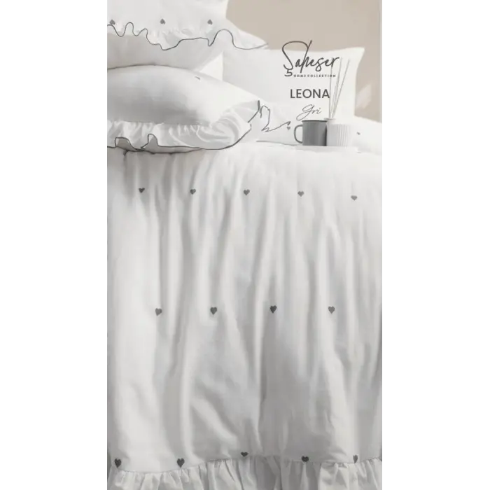 Şaheser Home Collection Jakarlı Nev Takımı Çift Kişilik Leona Gri