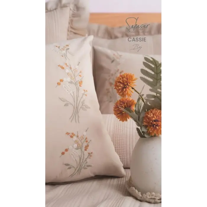 Şaheser Home Collection Yatak Örtüsü Çift Kişilik Cassie Bej