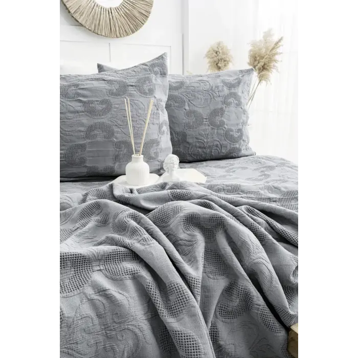 Şaheser Home Collection Yatak Örtüsü Çift Kişilik İt Antrasit
