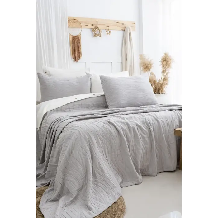 Şaheser Home Collection Yatak Örtüsü Çift Kişilik Janna A.Gri