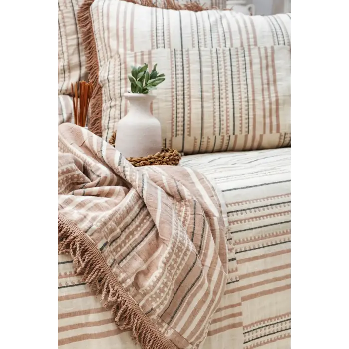 Şaheser Home Collection Yatak Örtüsü Çift Kişilik Müslin Lia Kiremit