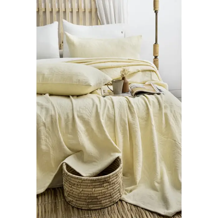 Şaheser Home Collection Yatak Örtüsü Çift Kişilik Silvia Butter Yellow