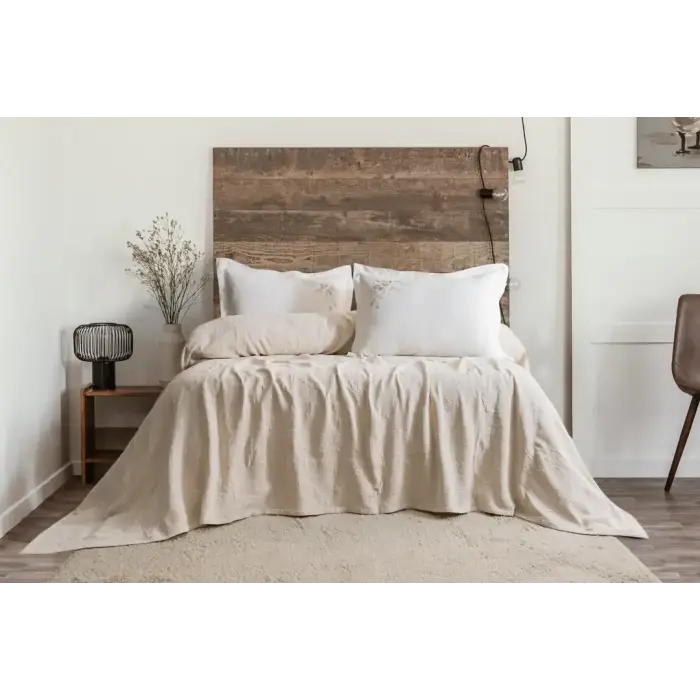 Şaheser Home Collection Yatak Örtüsü Seti Çift Kişilik Derek Bej