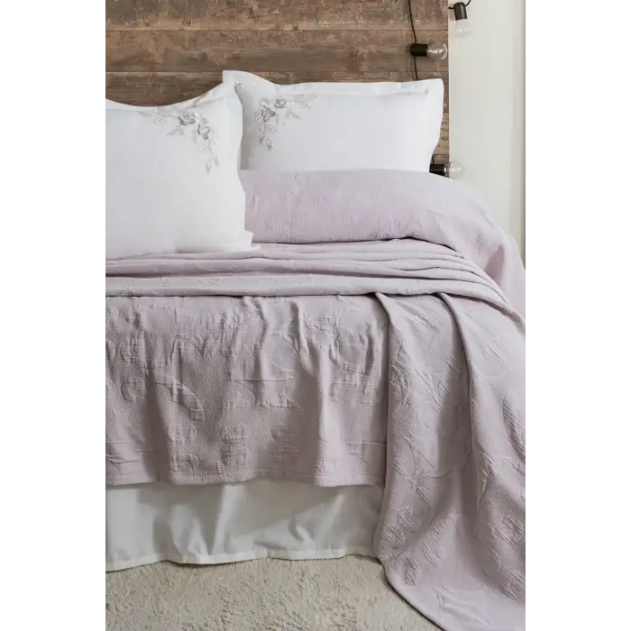 Şaheser Home Collection Yatak Örtüsü Seti Çift Kişilik Derek Lila