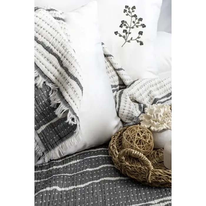 Şaheser Home Collection Yatak Örtüsü Seti Sera Antrasit