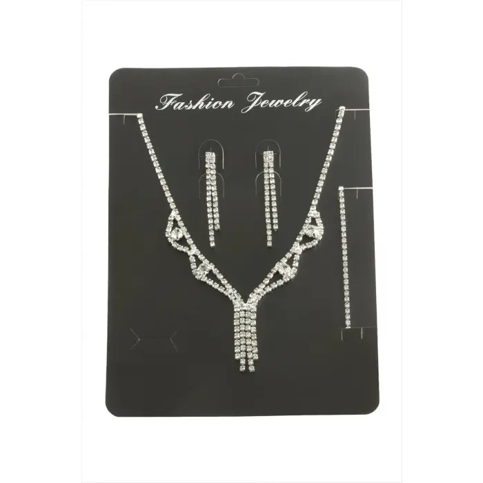 Sallantılı Taşlı Set Kolye