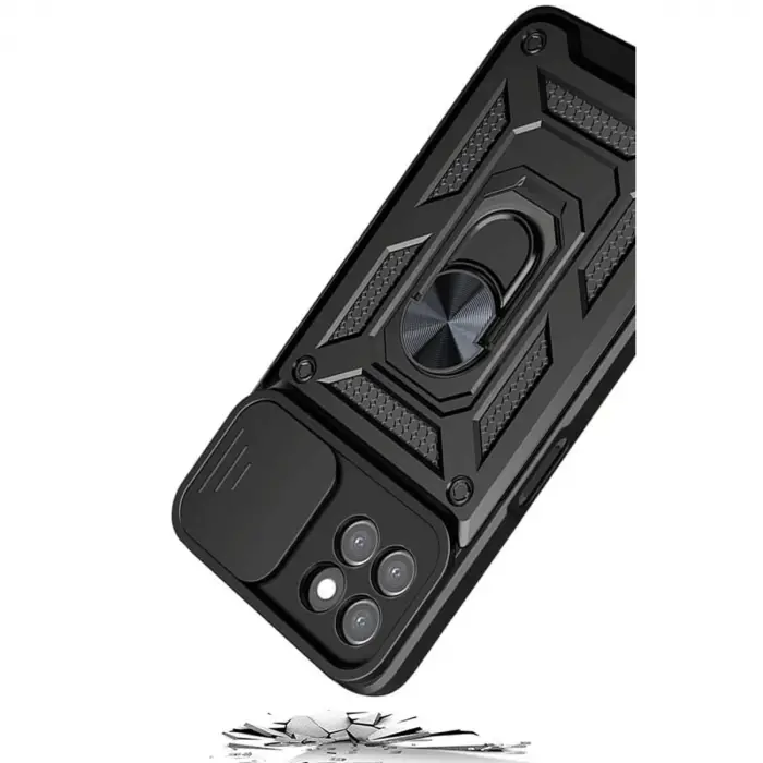 Samsung Galaxy M15 Kılıf Pars Lens Yüzüklü Silikon - Siyah